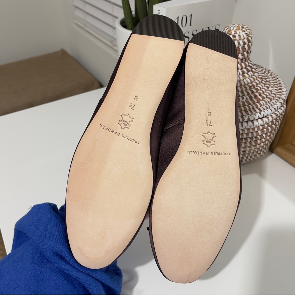 new LOEFFLER RANDALL Leonie satin bow ballet Mary Jane flats 7.5 brown - Picture 7 of 11